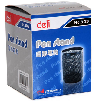 得力(DeLi)909高级金属网纹圆形笔筒