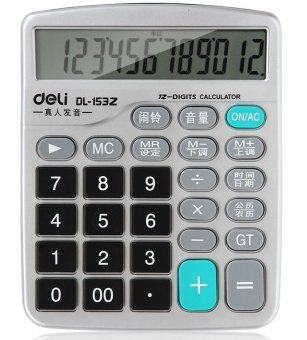 得力(deli)1532 经济型12位数语音计算器(白)