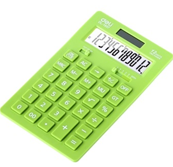 得力（deli） 1657A 12位数大屏幕太阳能亮彩计算器 浅绿