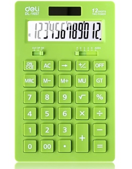 得力（deli） 1657A 12位数大屏幕太阳能亮彩计算器 浅绿