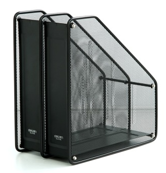 得力(deli)9196 金属网材两联杂志盒/文件框/文件筐 黑色