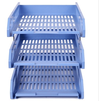 齐心（COMIX）B2060 三层文件盘/文件筐/文件栏 蓝色