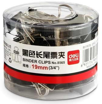 得力(deli)8565 5#黑色长尾夹/长尾票夹19mm 40只/筒