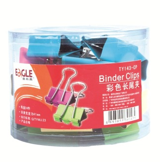 益而高（Eagle）TY143-CP 41MM彩色长尾夹(24个/PVC桶)