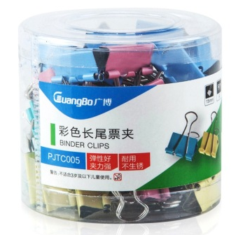 广博（GuangBo） PJTC005 15mm彩色长尾票夹/金属夹子 1筒装