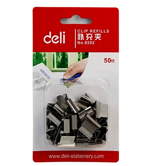 得力(deli) 8592 推夹器夹纸器补充夹子 50枚/卡