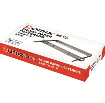 齐心(COMIX)B3749 铁装订夹 50个/纸盒