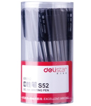 得力（deli） S52 0.5mm经济实用办公中性笔 黑色 30支/筒