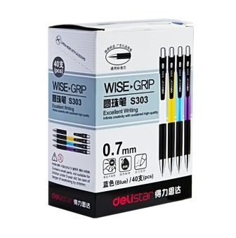 得力(deli) S303 思达0.7mm新升级圆珠笔 40支装