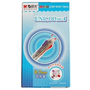 晨光（M&G） BP8030 中央开关圆珠笔 四色0.7mm12支/盒