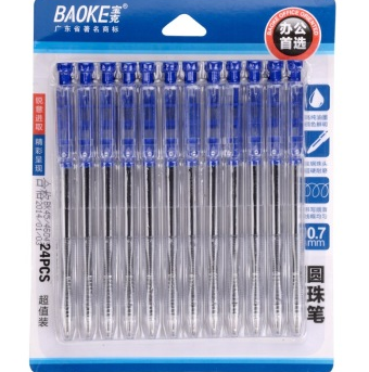 宝克（BAOKE）24PC040 圆珠笔 24支装 蓝色 0.7mm
