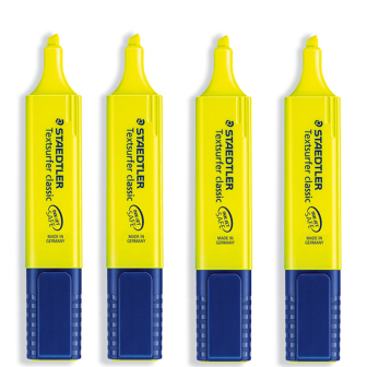 德国原装施德楼STAEDTLER 364 用于喷墨 荧光笔 标记记号笔 黄色