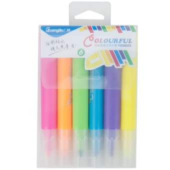 广博（GuangBo） YG9025 高级持久型多彩商务王荧光笔（红橙黄绿蓝紫6色）6支装