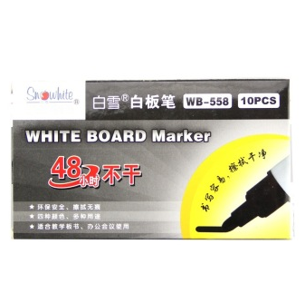 白雪（snowhite） WB-558 特制油墨圆头白板笔 蓝色10支装