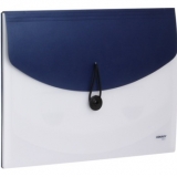 金得利 F411 A4绳扣金属色盖板摊开式文件包风琴包 蓝