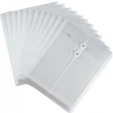 金得利（KINARY） F118 A4透明绳扣档案袋文件袋 白色12个装