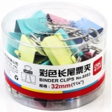 得力(deli)8553 32mm彩色长尾夹/长尾票夹 24只/筒
