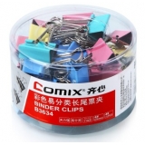 齐心（COMIX）B3634 彩色长尾夹(25mm筒装）48只/桶