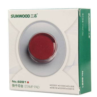 三木（SUNWOOD） 6281 圆形透明外壳快干印台(红色)