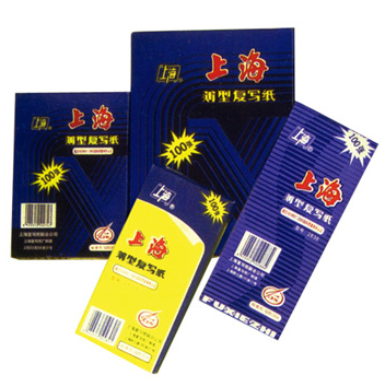 上海 2838 兰色复写纸 8.5*22cm100张纸盒装