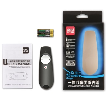 得力（deli） 3938 红色激光笔/PPT教学翻页遥控教鞭 一键全屏/黑屏