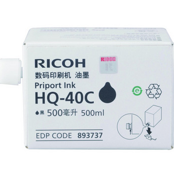 理光 HQ-40C 油墨 500cc/瓶 黑色 （500cc/瓶，适用于JP4510P/DX4542C/DX4542CP/DX4543C/DX4543CP/DX4443C/DX4443CP/DX4446/4446CP/DX4545CP/45
