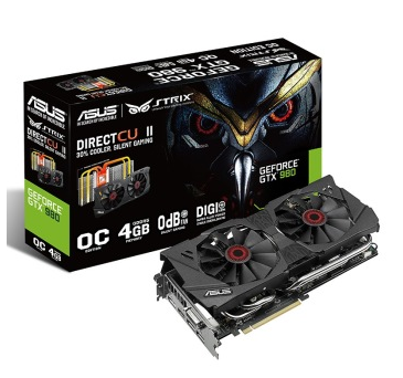 华硕（ASUS）STRIX-GTX980-DC2OC-4GD5 1279MHz/7010MHz 4GB/256bit DDR5 PCI-E 3.0 显卡 圣骑士