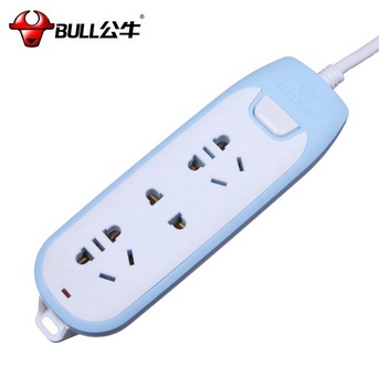 公牛（BULL）GN-W1120 1.8米3孔位 总控开关 炫彩插座 三色