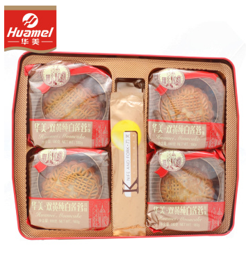 [华美月饼]双黄纯白莲蓉月饼礼盒720g