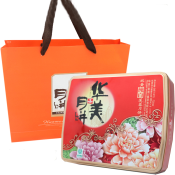 [华美月饼]双黄纯白莲蓉月饼礼盒720g