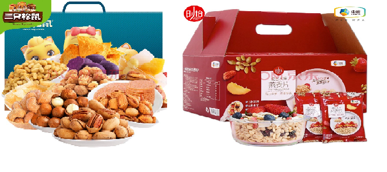 三只松鼠吉庆礼1741g+中粮时怡水果坚果燕麦片900g