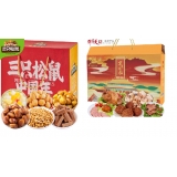 天福号白领厨房京味传承熟食礼盒1760g+三只松鼠A款坚果礼盒1136g