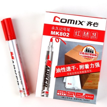 齐心（COMIX）MK802 永久记号笔 12支装 红色