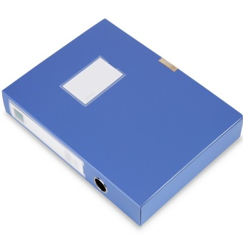得力（deli） 5603 加厚大容量PP粘扣档案盒 A4 55mm 蓝色 12只装