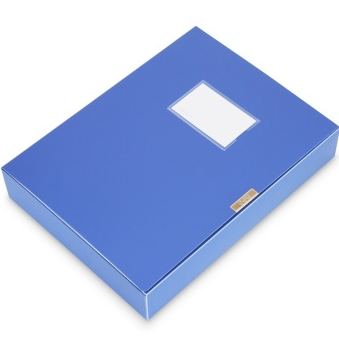 得力（deli） 5603 加厚大容量PP粘扣档案盒 A4 55mm 蓝色 12只装