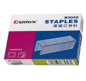 齐心（Comix）厚层订书钉B3059(镍)(每包10盒)（23/13）