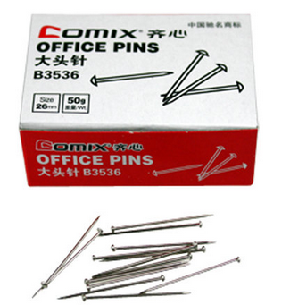 齐心(Comix)B3536 大头针 26毫米 金属原色 50个/盒