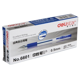 得力(deli) 6601 盒装0.5mm经济实用型中性笔 蓝色 12支/盒