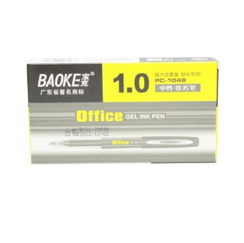 宝克（Baoke） 大容量中性笔 PC1048 宝克签字笔1.0MM 黑色 笔 12支/盒装