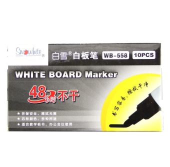 白雪（snowhite） WB-558 特制油墨圆头白板笔 红色10支装