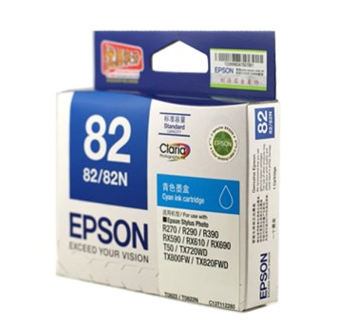 爱普生（Epson）T0822/0822N 青色墨盒 C13T112280（适用Photo R270 R290 R390 RX590）